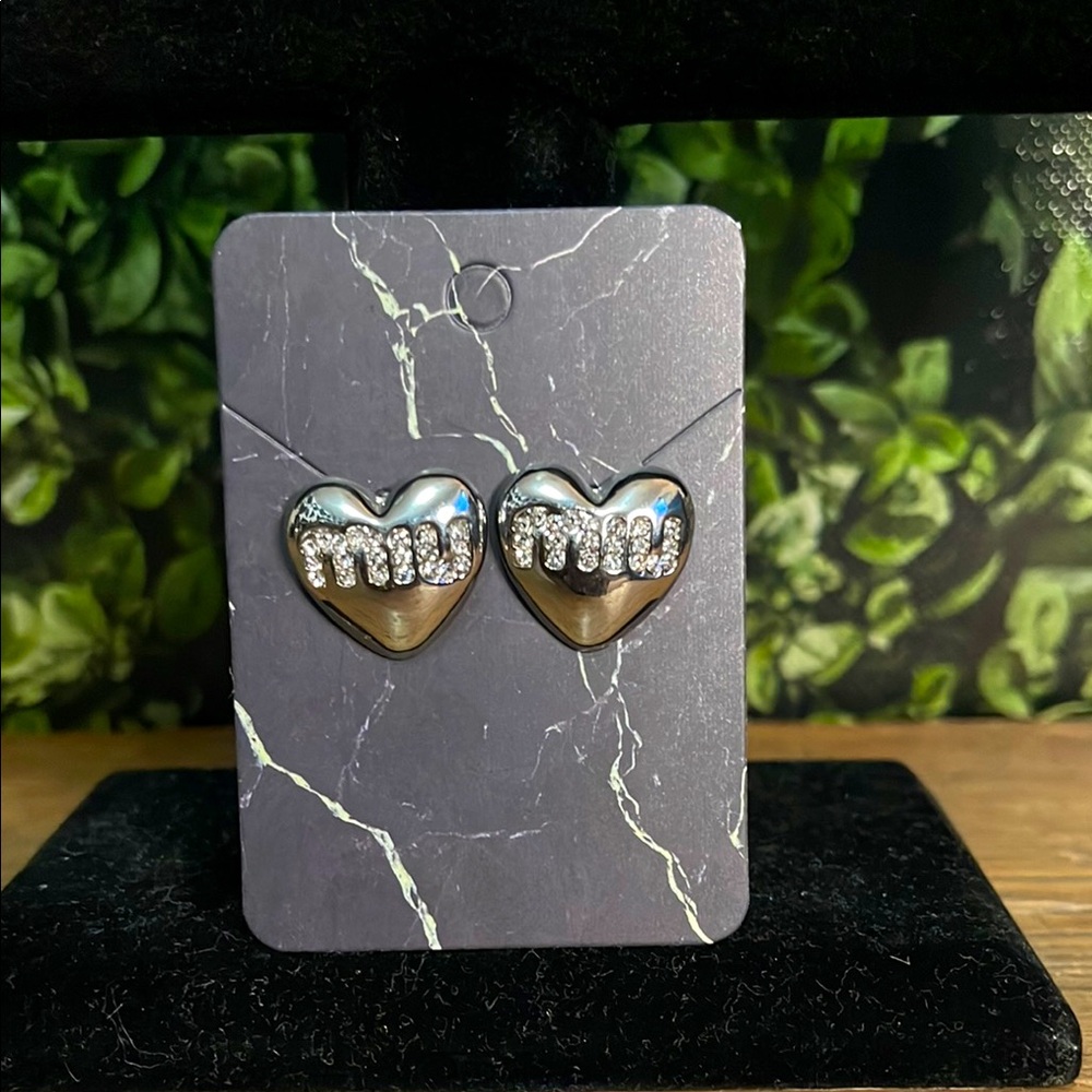 Silver Heart Earrings with Crystal Accents